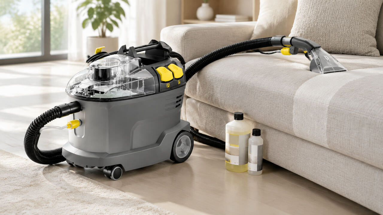 Аренда моющего пылесоса Karcher Puzzi 8/1 в Москве — чистка дивана и мягкой мебели