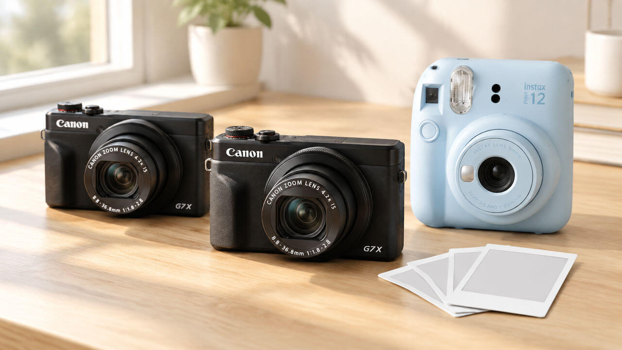 Аренда фотоаппарата в Москве — Canon PowerShot G7X Mark III, Mark II и Fujifilm Instax Mini 12